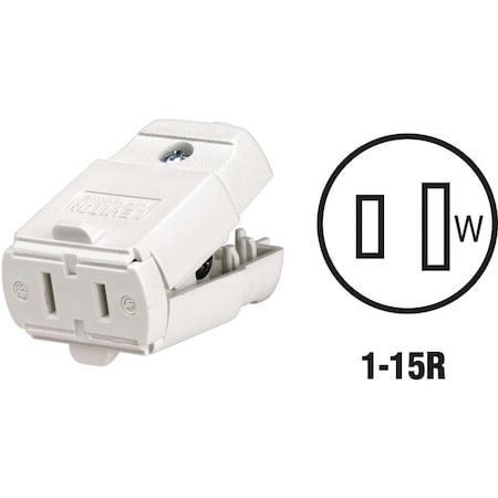 Leviton 15A 125V 2-Wire 2-Pole Hinged Cord Connector, White 016-102-WP